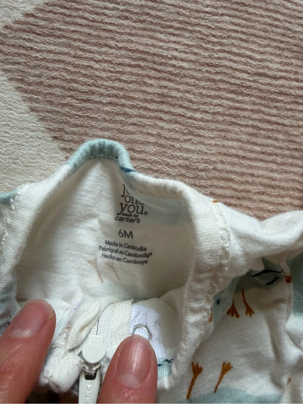 Carter's White Footed One-Piece Sleeper with Blue & Purple Bird Print